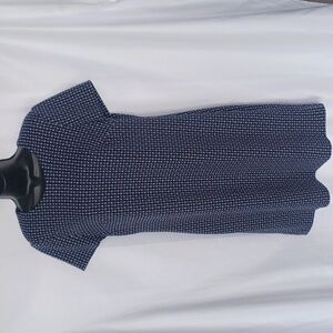 Calvin Klein Blue & White Sheath Dress Knee-Length Size 10, stretchy